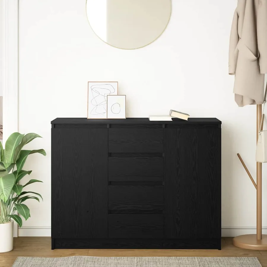 Buffet avec tiroirs chêne noir 100,5x35x76 cm bois d'ingénierie - 3