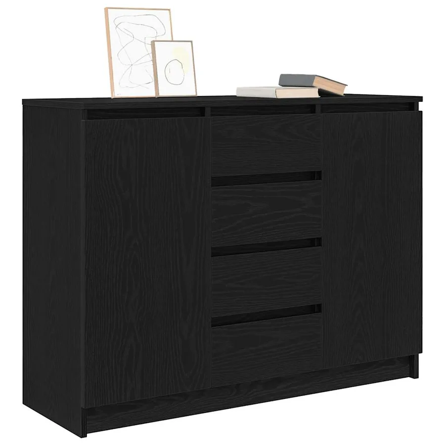 Buffet avec tiroirs chêne noir 100,5x35x76 cm bois d'ingénierie - 4