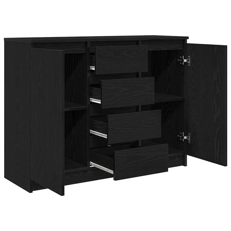 Buffet avec tiroirs chêne noir 100,5x35x76 cm bois d'ingénierie - 5