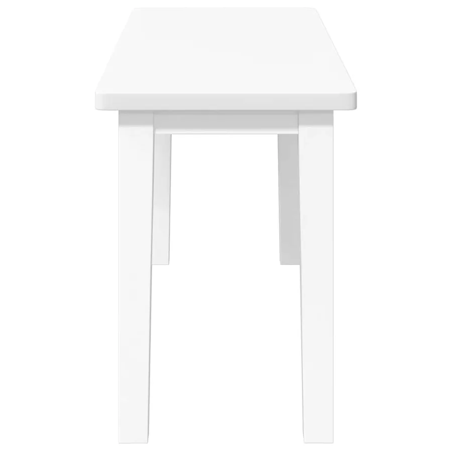 Banc 90 cm blanc bois massif caoutchouc - 5