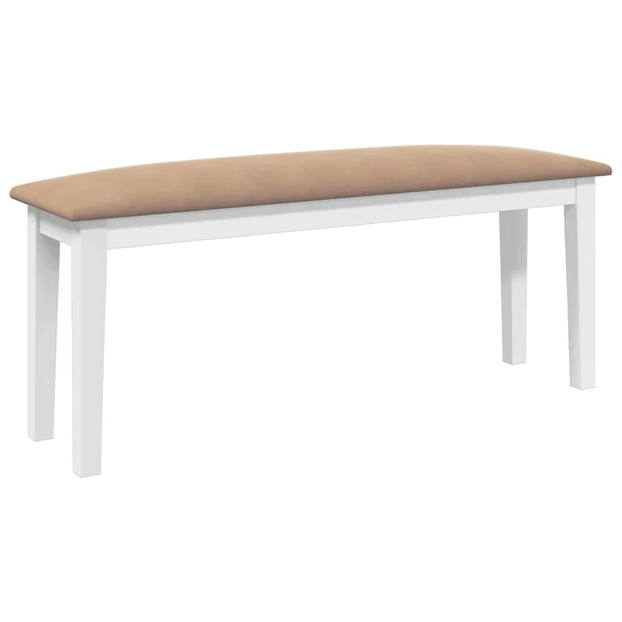 Banc 110 cm blanc bois massif caoutchouc - 2