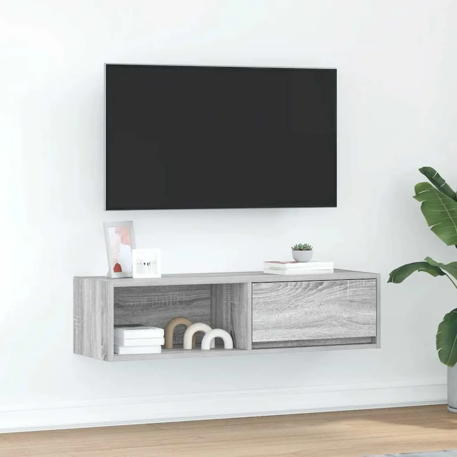 Meuble TV sonoma gris 100x31x25,5 cm bois d'ingénierie