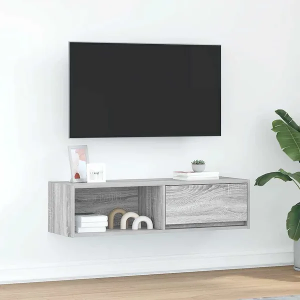 Meuble TV sonoma gris 100x31x25,5 cm bois d'ingénierie
