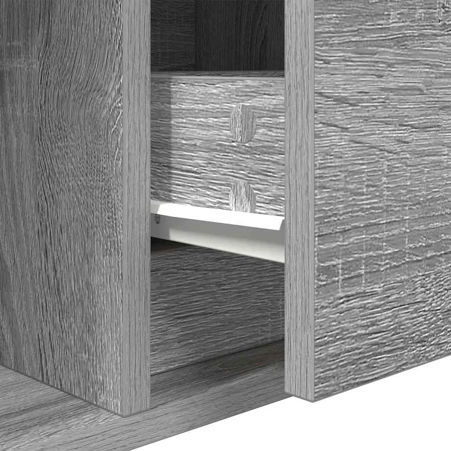 Meuble TV sonoma gris 100x31x25,5 cm bois d'ingénierie - 12