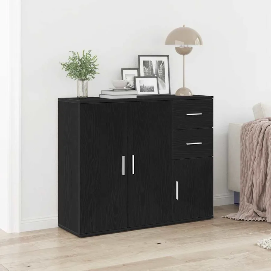 Buffet Chêne noir 91 x 29,5 x 75 cm Bois d'ingénierie