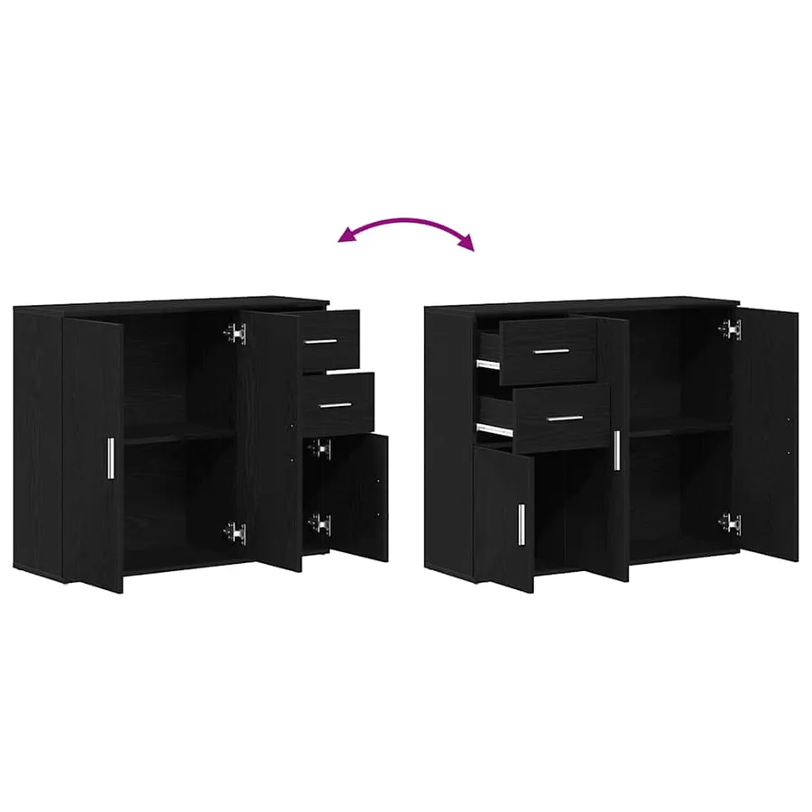 Buffet Chêne noir 91 x 29,5 x 75 cm Bois d'ingénierie - 9