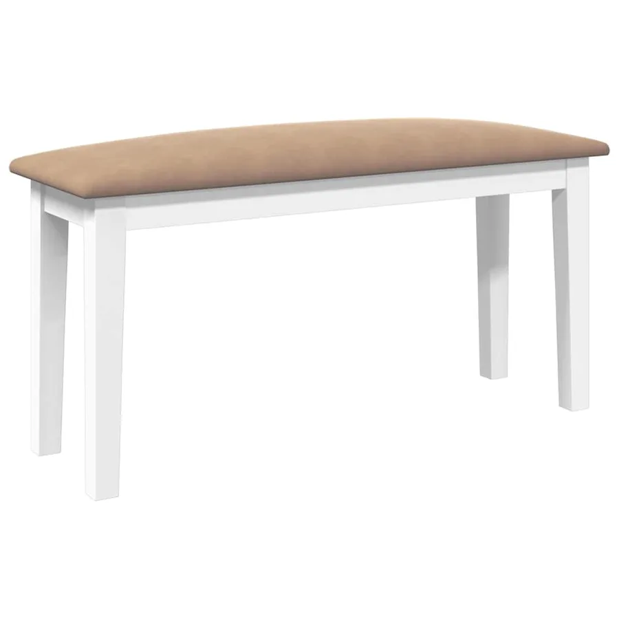 Banc 90 cm blanc bois massif caoutchouc - 2