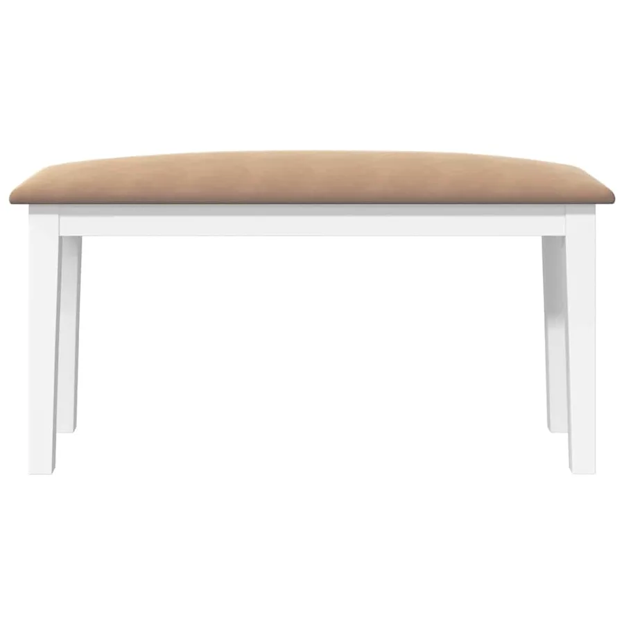 Banc 90 cm blanc bois massif caoutchouc - 4