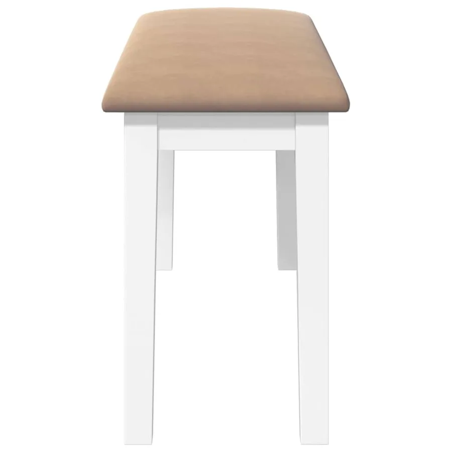 Banc 90 cm blanc bois massif caoutchouc - 5