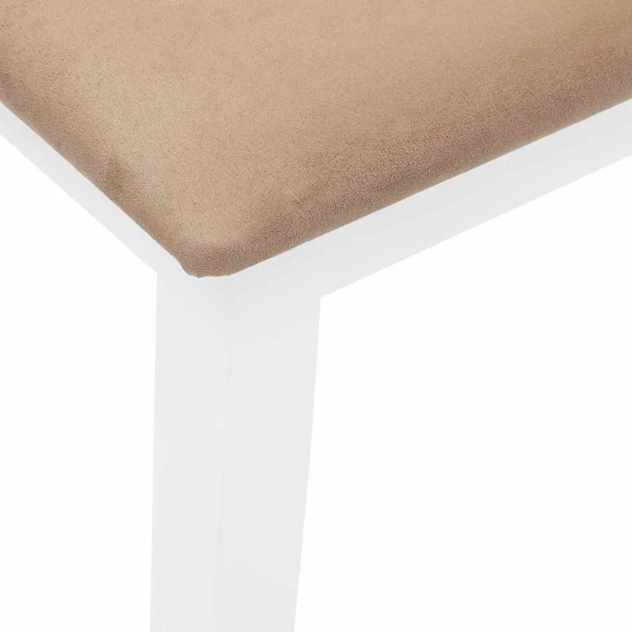 Banc 90 cm blanc bois massif caoutchouc - 6
