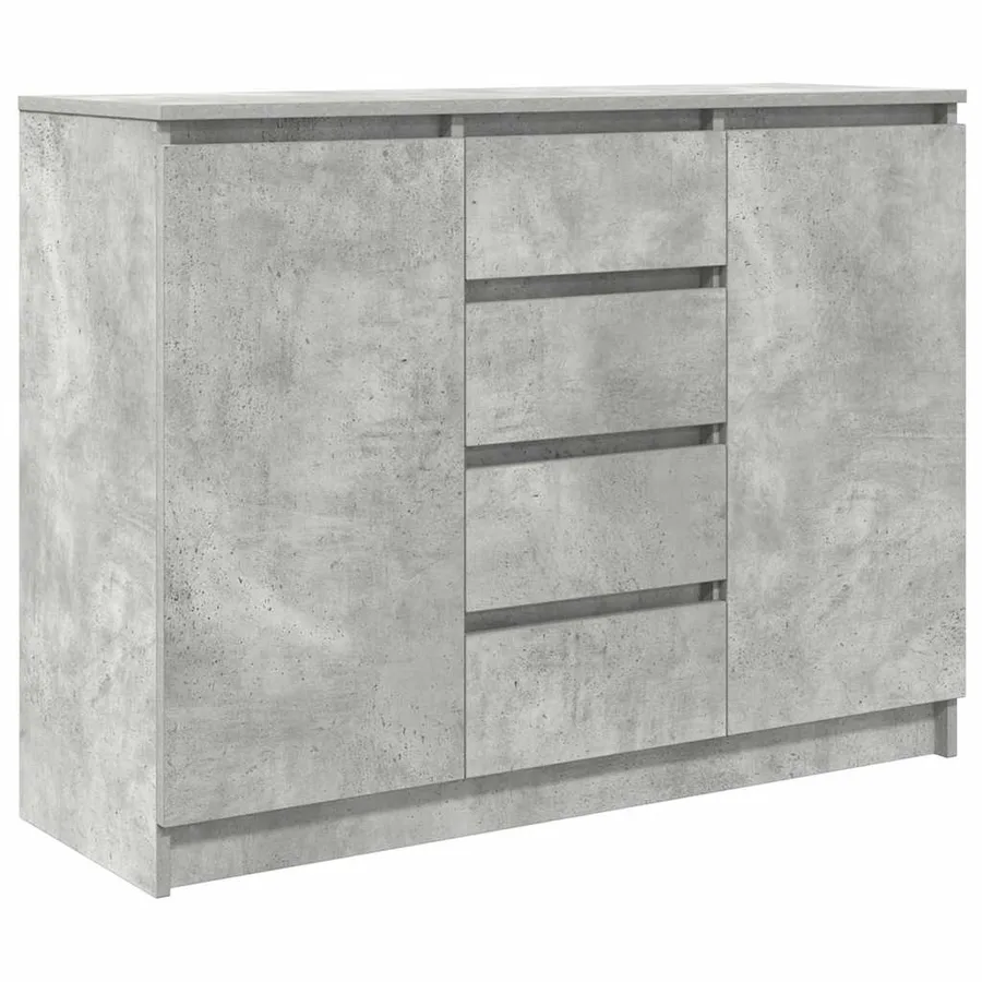 Buffet avec tiroirs gris béton 100,5x35x76 cm bois d'ingénierie - 2