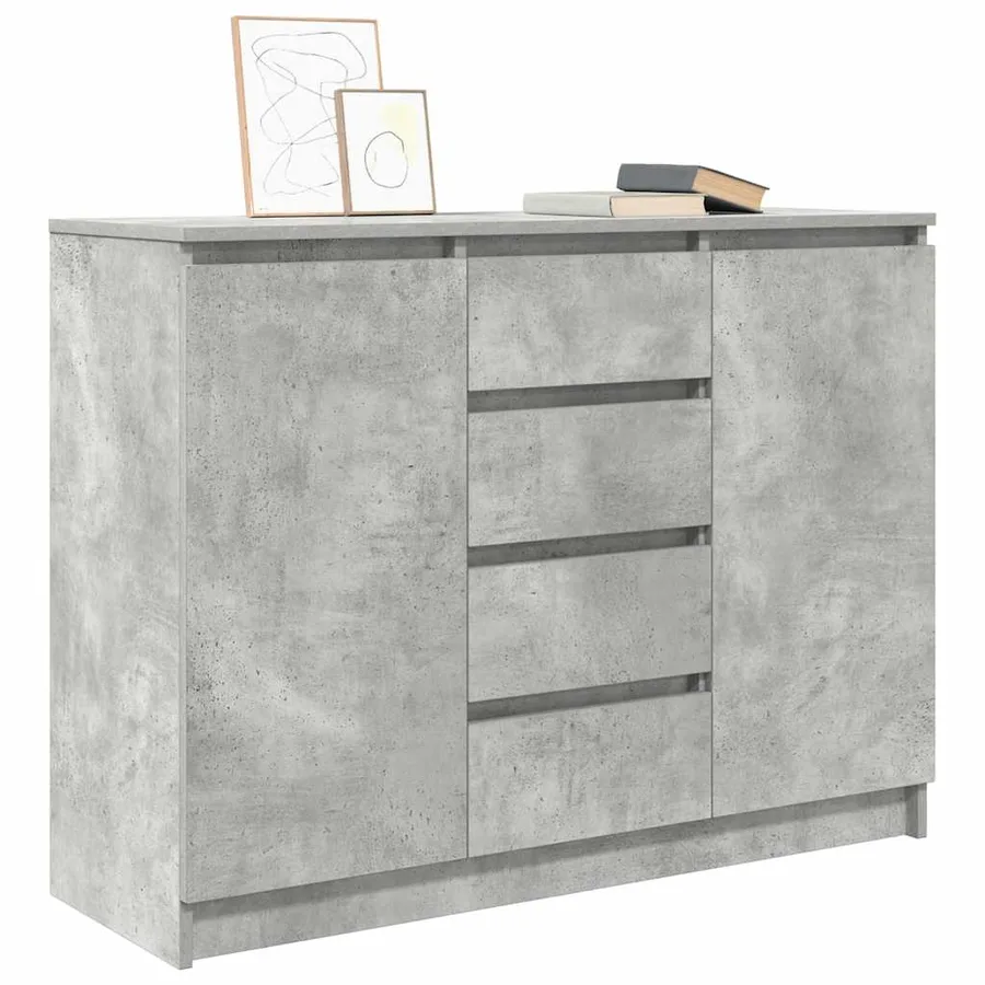 Buffet avec tiroirs gris béton 100,5x35x76 cm bois d'ingénierie - 4