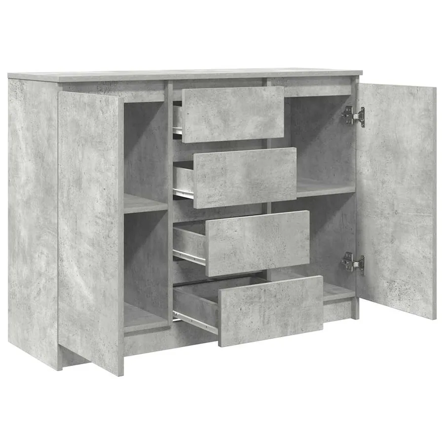 Buffet avec tiroirs gris béton 100,5x35x76 cm bois d'ingénierie - 5