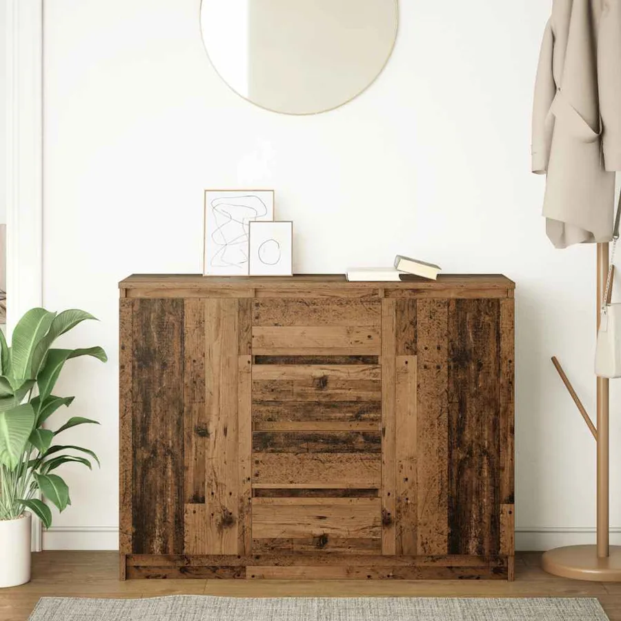 Buffet avec tiroirs vieux bois 100,5x35x76 cm bois d'ingénierie - 3