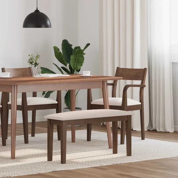 Banc 90 cm marron bois massif caoutchouc