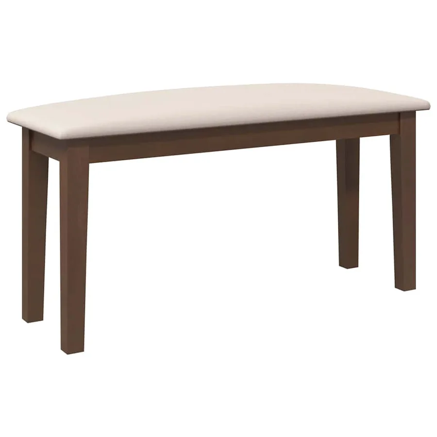 Banc 90 cm marron bois massif caoutchouc - 2