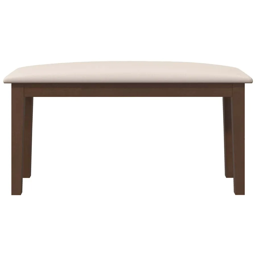 Banc 90 cm marron bois massif caoutchouc - 4