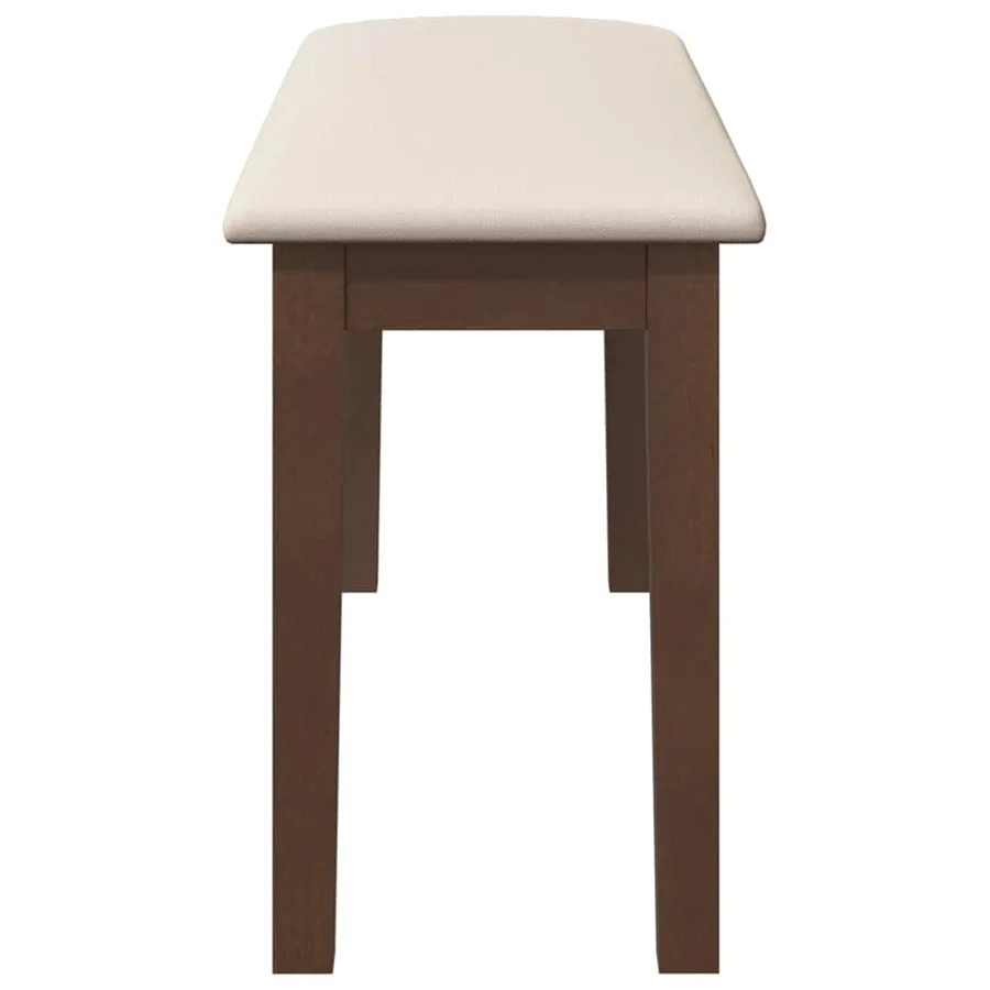 Banc 90 cm marron bois massif caoutchouc - 5