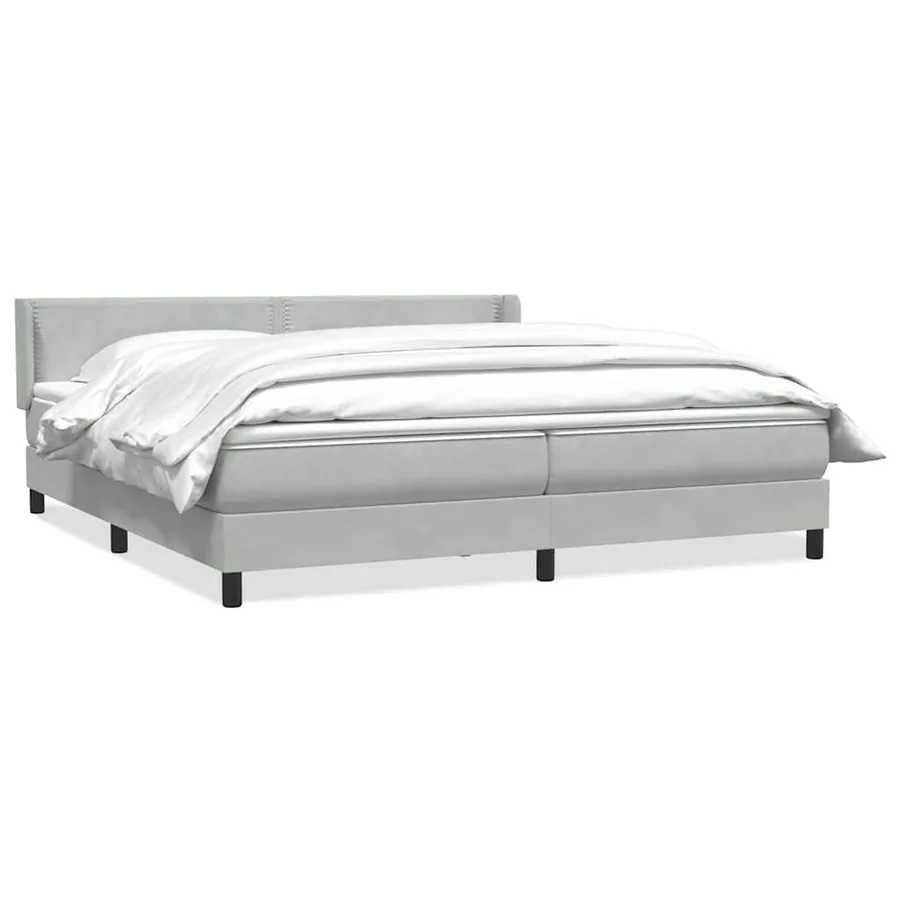 Sommier à lattes de lit et matelas gris clair 200x210cm velours - 2