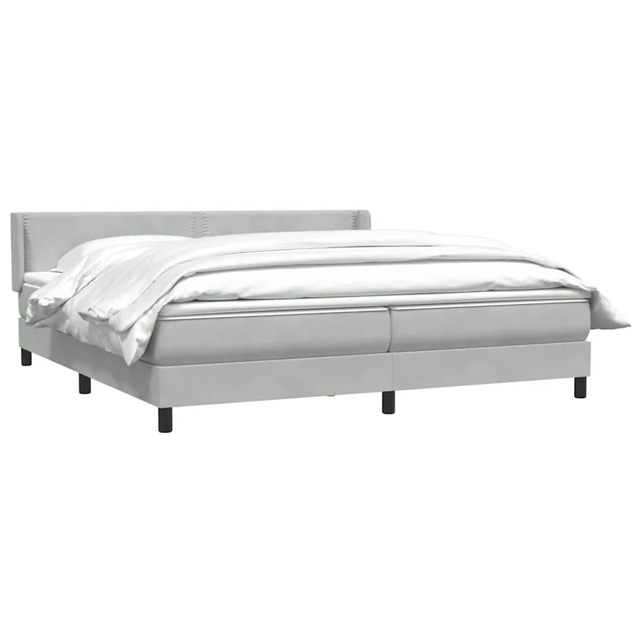 Sommier à lattes de lit et matelas gris clair 200x210cm velours - 3