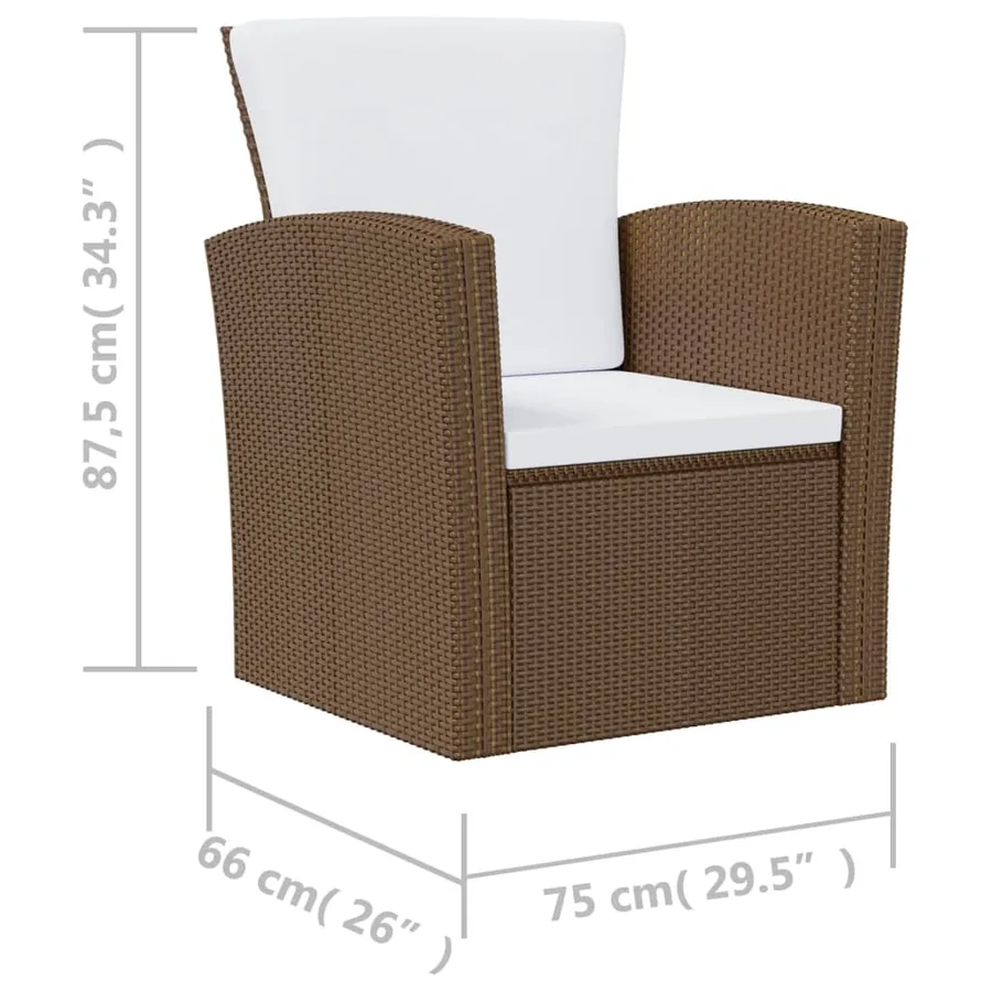 Salon de jardin 16 pcs avec coussins Résine tressée Marron - 9