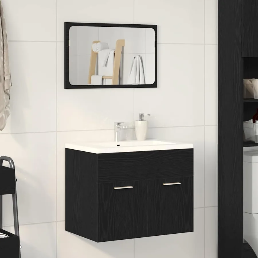 Ensemble de meubles salle de bain 2 pcs chêne noir - 3