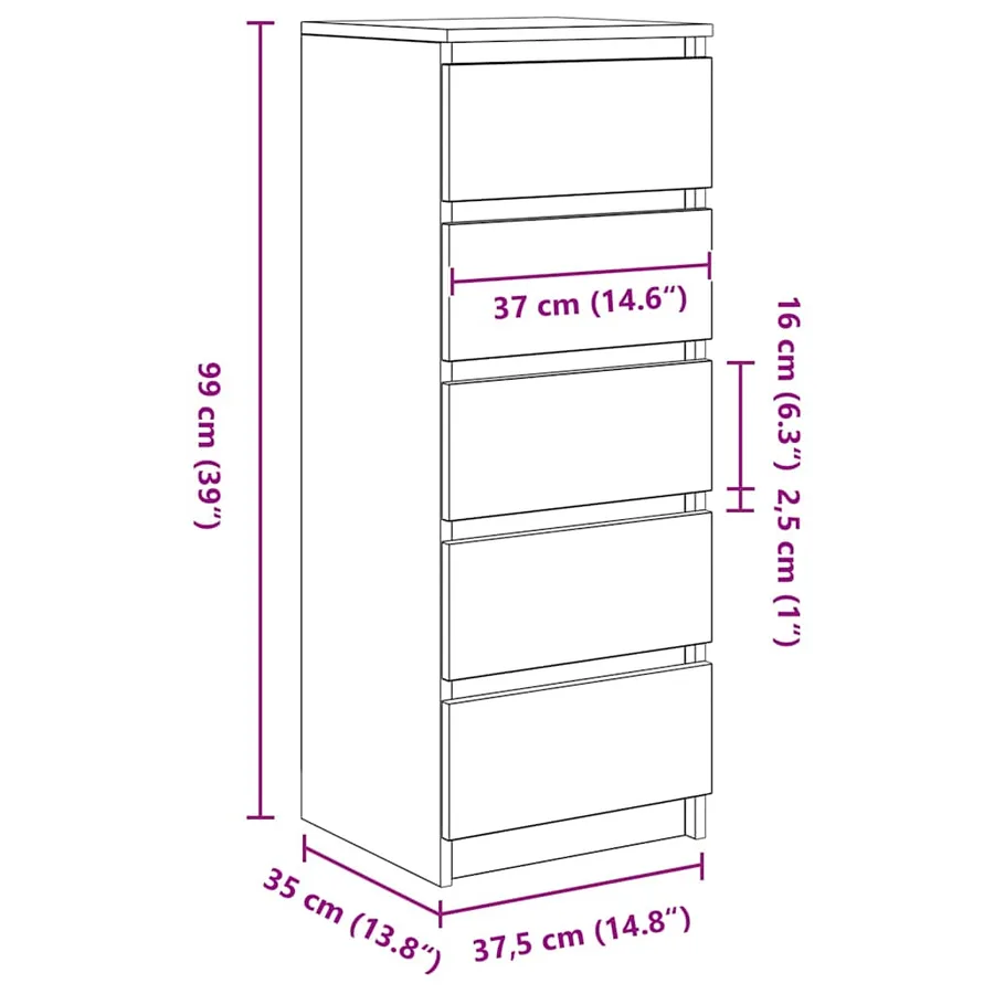 Buffet avec tiroirs sonoma gris 37,5x35x99 cm bois d'ingénierie - 12