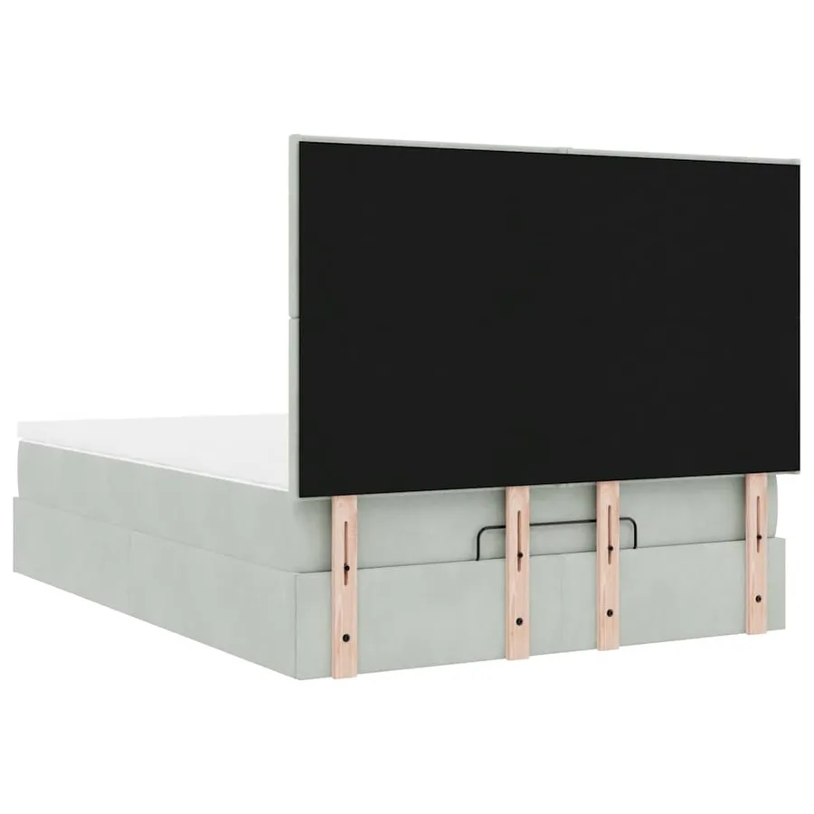 Cadre de lit ottoman et matelas gris clair 140x190 velours - 10