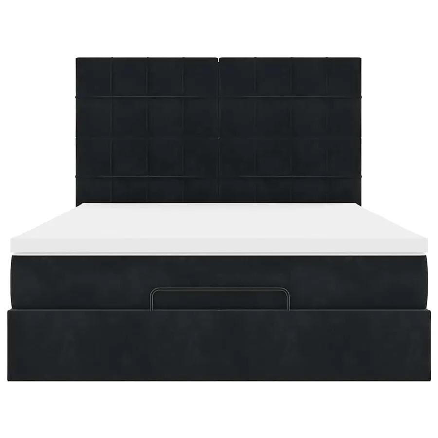 Cadre de lit ottoman avec matelas noir 140x190 cm velours - 8