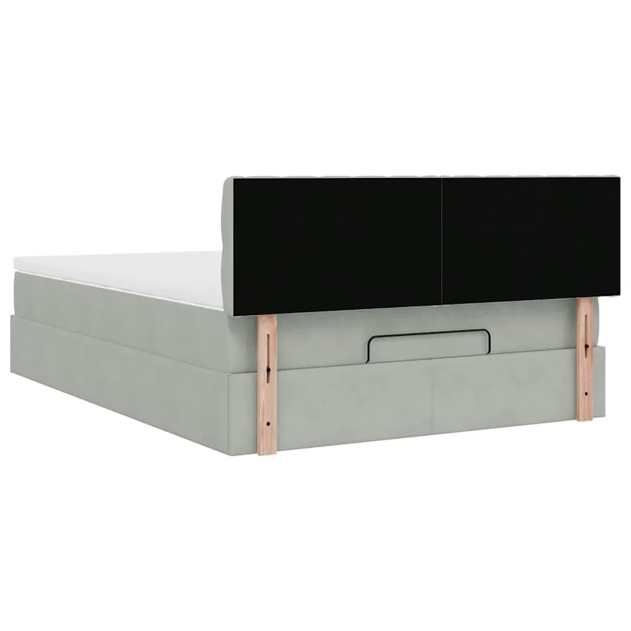 Cadre de lit ottoman et matelas gris clair 140x190 velours - 10