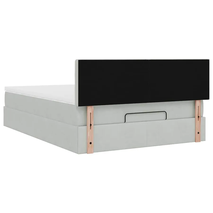 Cadre de lit ottoman et matelas gris clair 140x190 velours - 11