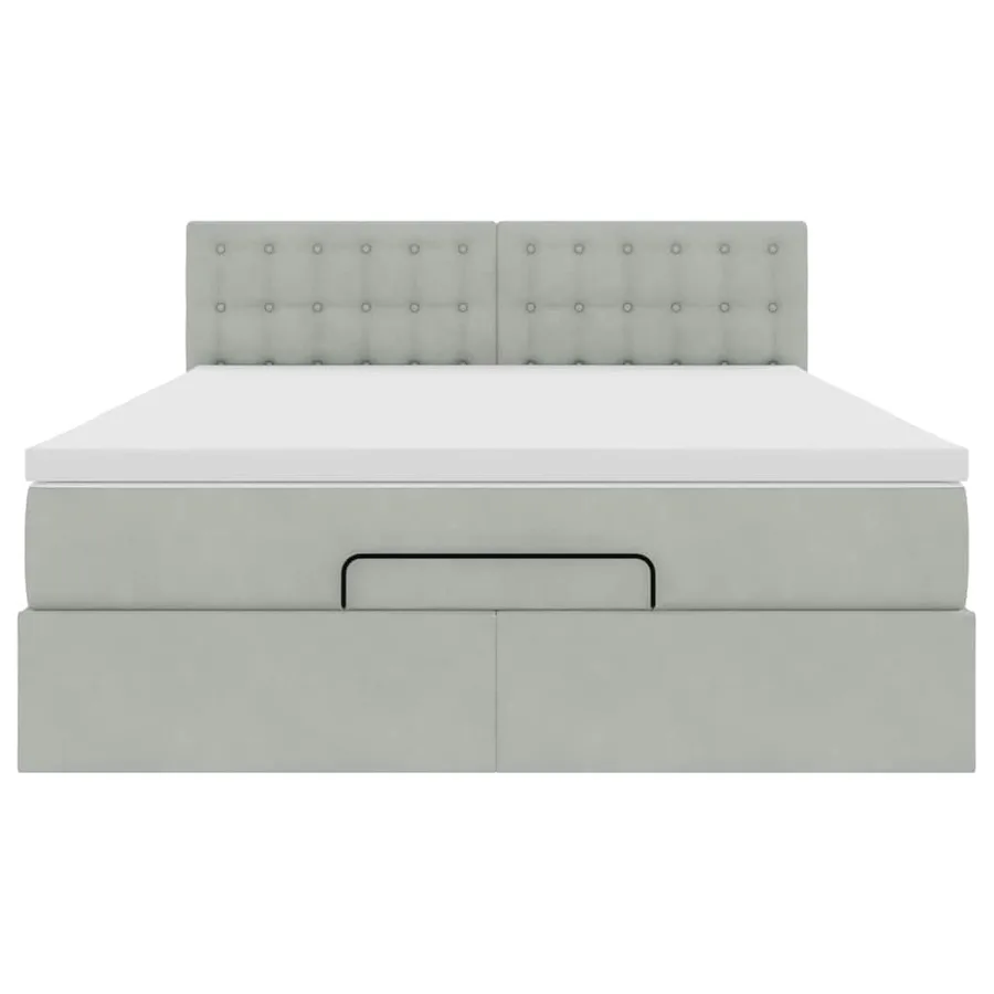 Cadre de lit ottoman et matelas gris clair 140x190 velours - 7