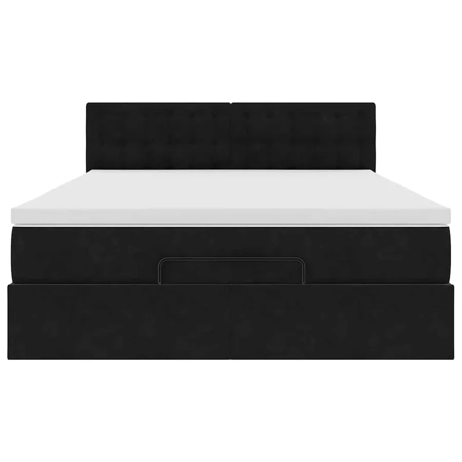 Cadre de lit ottoman avec matelas noir 140x190 cm velours - 7