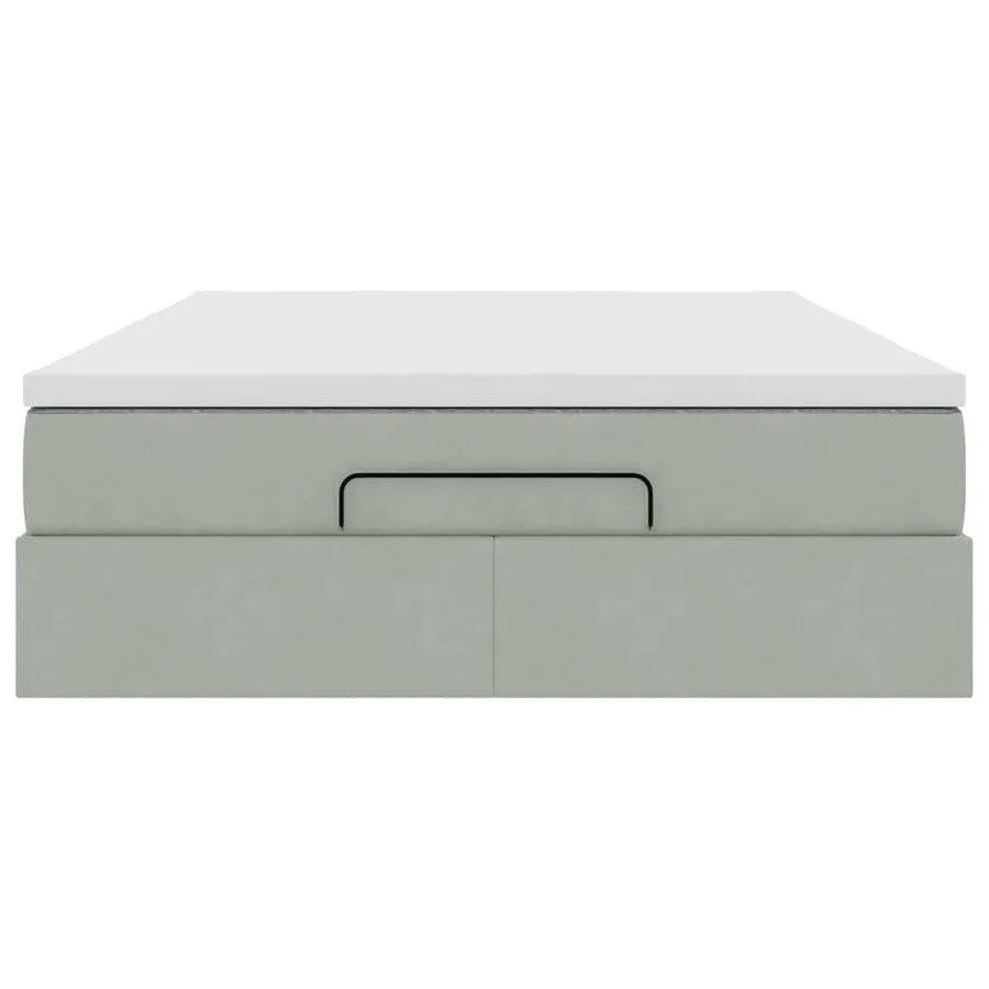 Cadre de lit ottoman et matelas gris clair 140x190 velours - 7