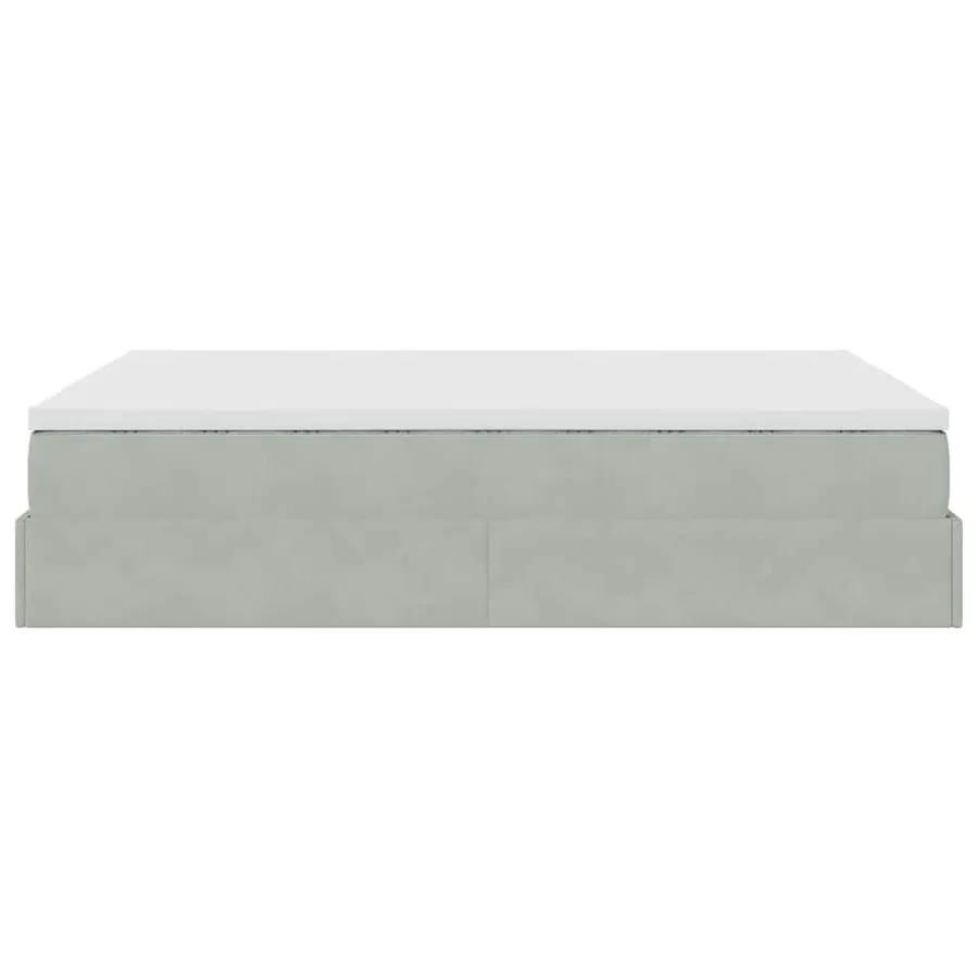 Cadre de lit ottoman et matelas gris clair 140x190 velours - 9