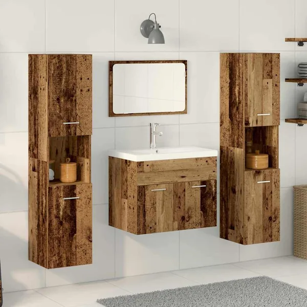Ensemble de mobilier de salle de bain 4 pcs Bois Ancien