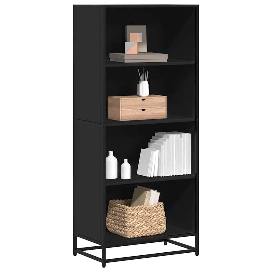 Bibliothèque noir 60x35x139 cm bois d'ingénierie
