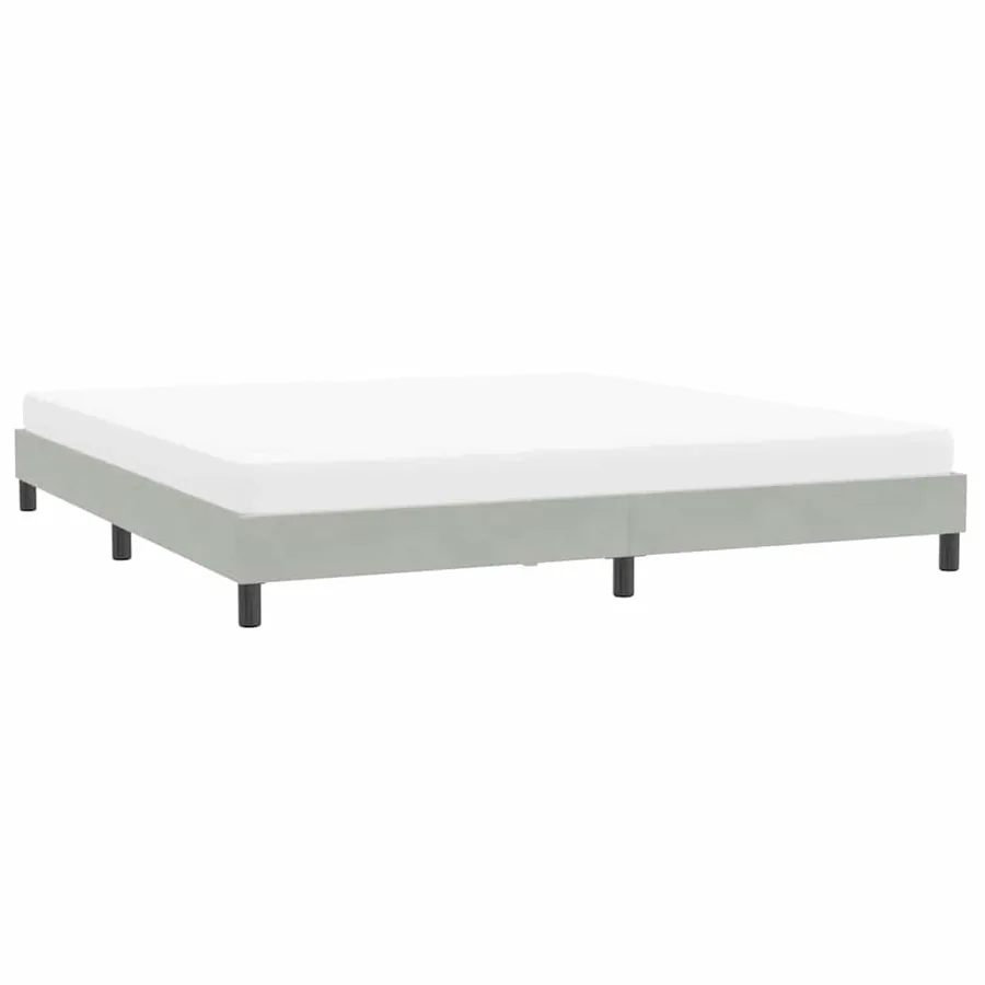 Cadre de lit sans matelas gris clair 200x210 cm velours - 4