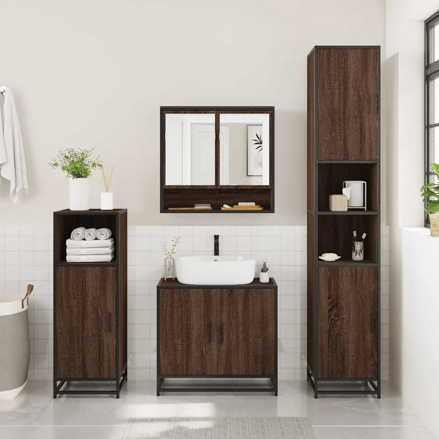 Ensemble de meubles de salle de bain 3 pcs Chêne marron - 3