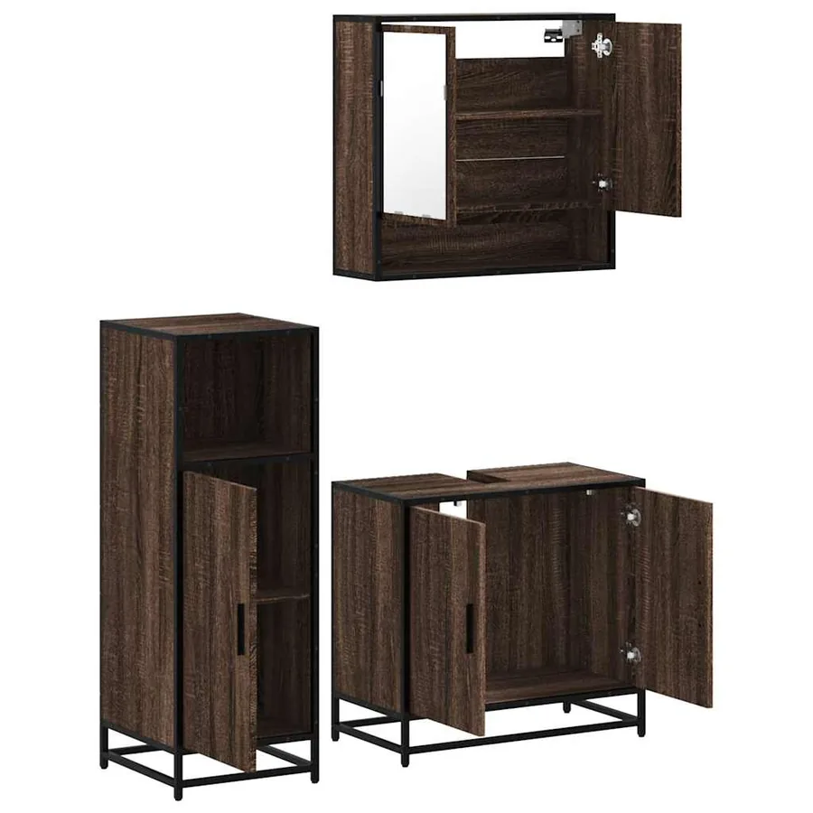 Ensemble de meubles de salle de bain 3 pcs Chêne marron - 6