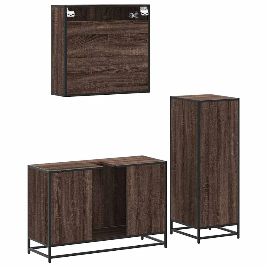 Ensemble de meubles de salle de bain 3 pcs Chêne marron - 7