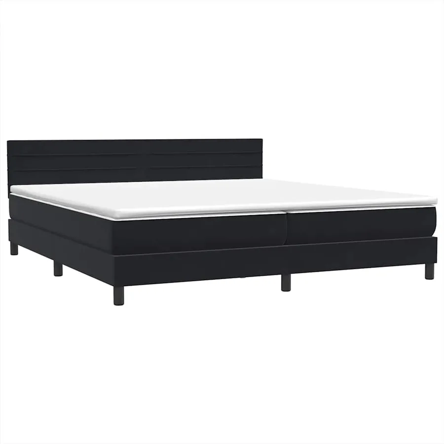 Sommier à lattes de lit avec matelas noir 180x210 cm velours - 4