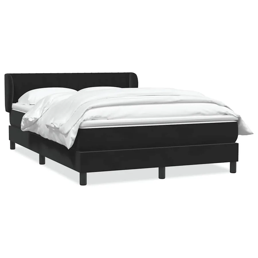 Sommier à lattes de lit avec matelas noir 140x210 cm velours - 2