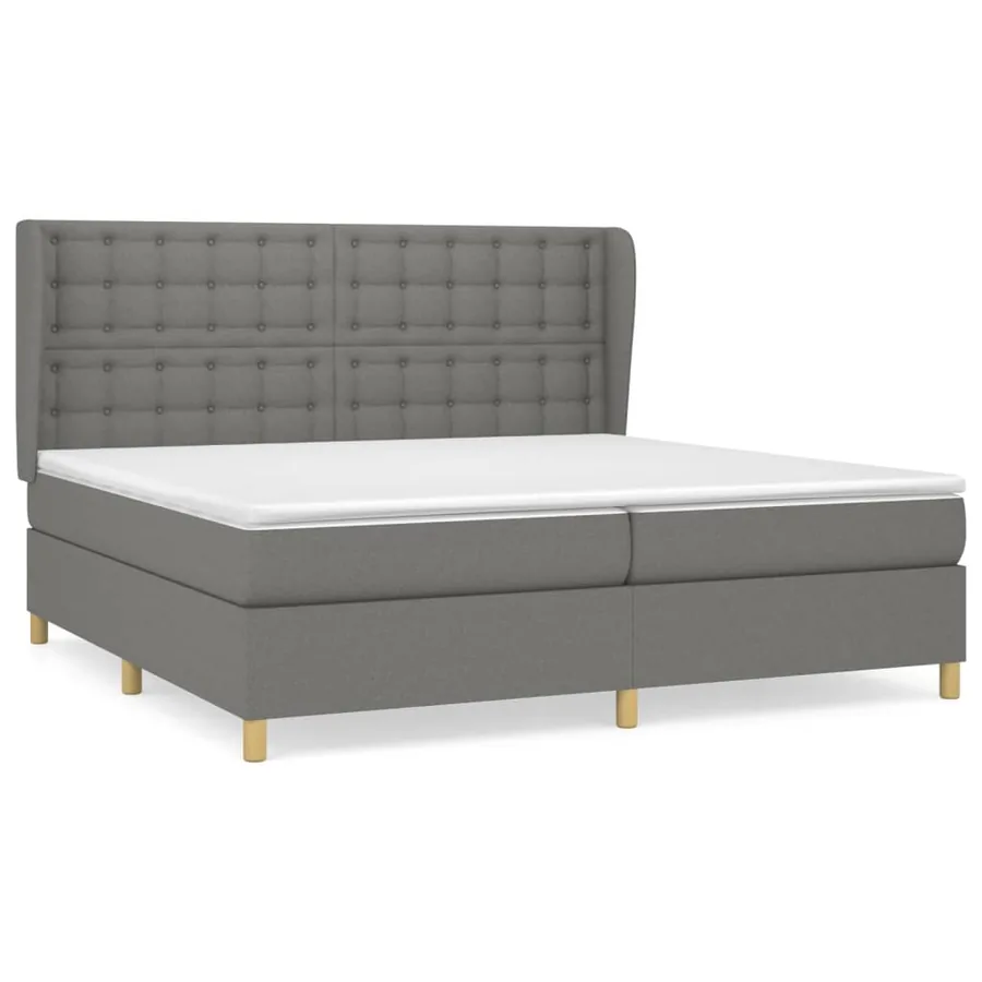 Sommier à lattes de lit avec matelas Gris foncé 200x200cm Tissu - 2