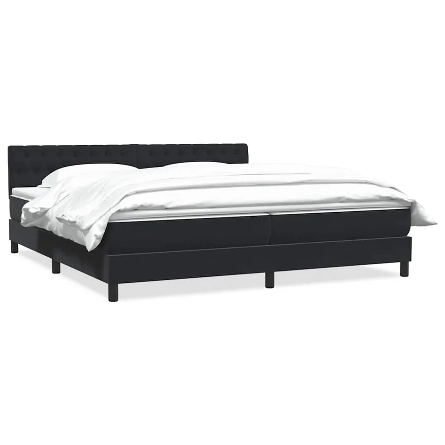Sommier à lattes de lit avec matelas noir 180x210 cm velours - 2
