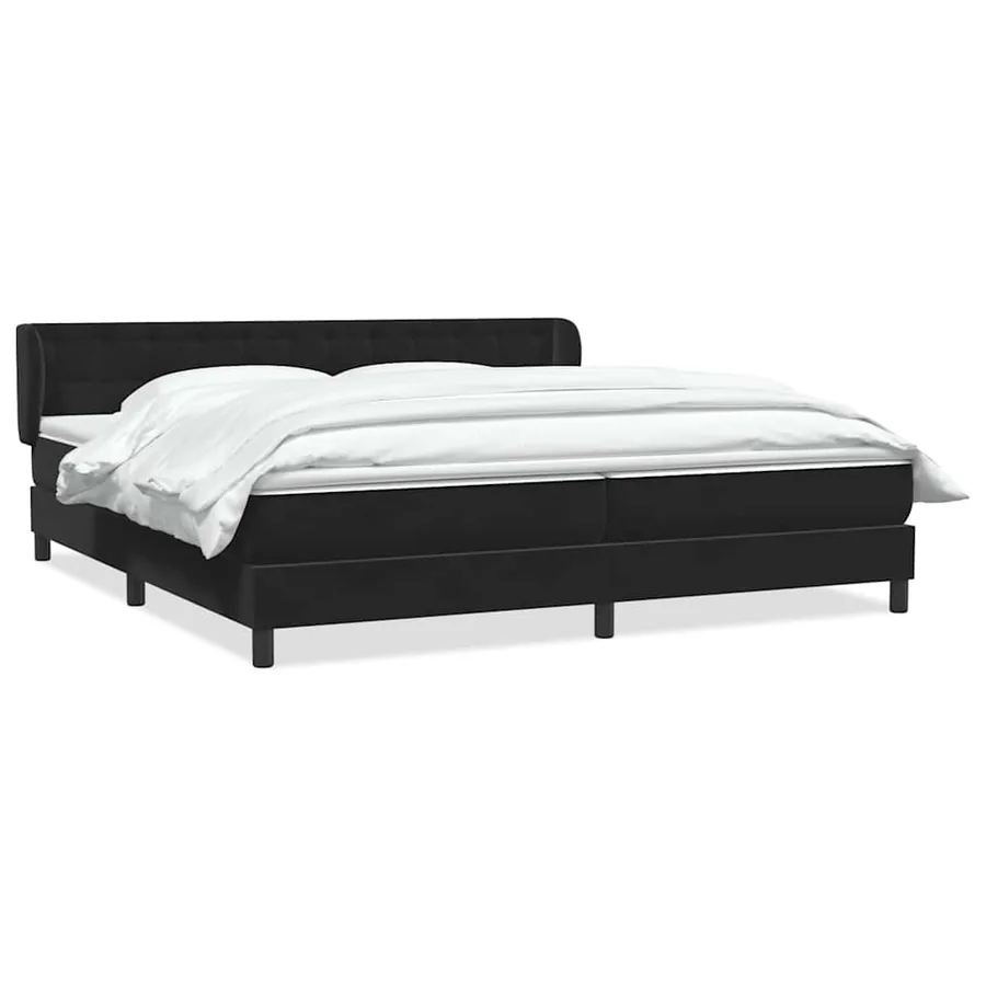 Sommier à lattes de lit avec matelas noir 180x210 cm velours - 2