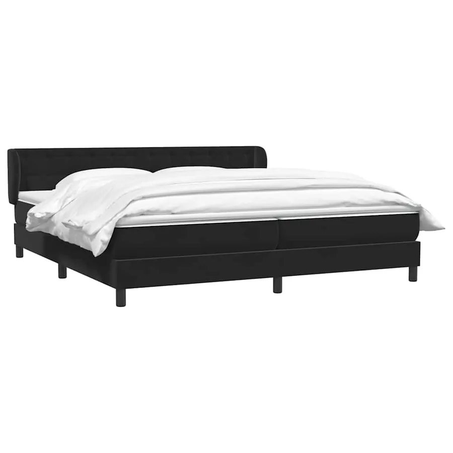 Sommier à lattes de lit avec matelas noir 180x210 cm velours - 3