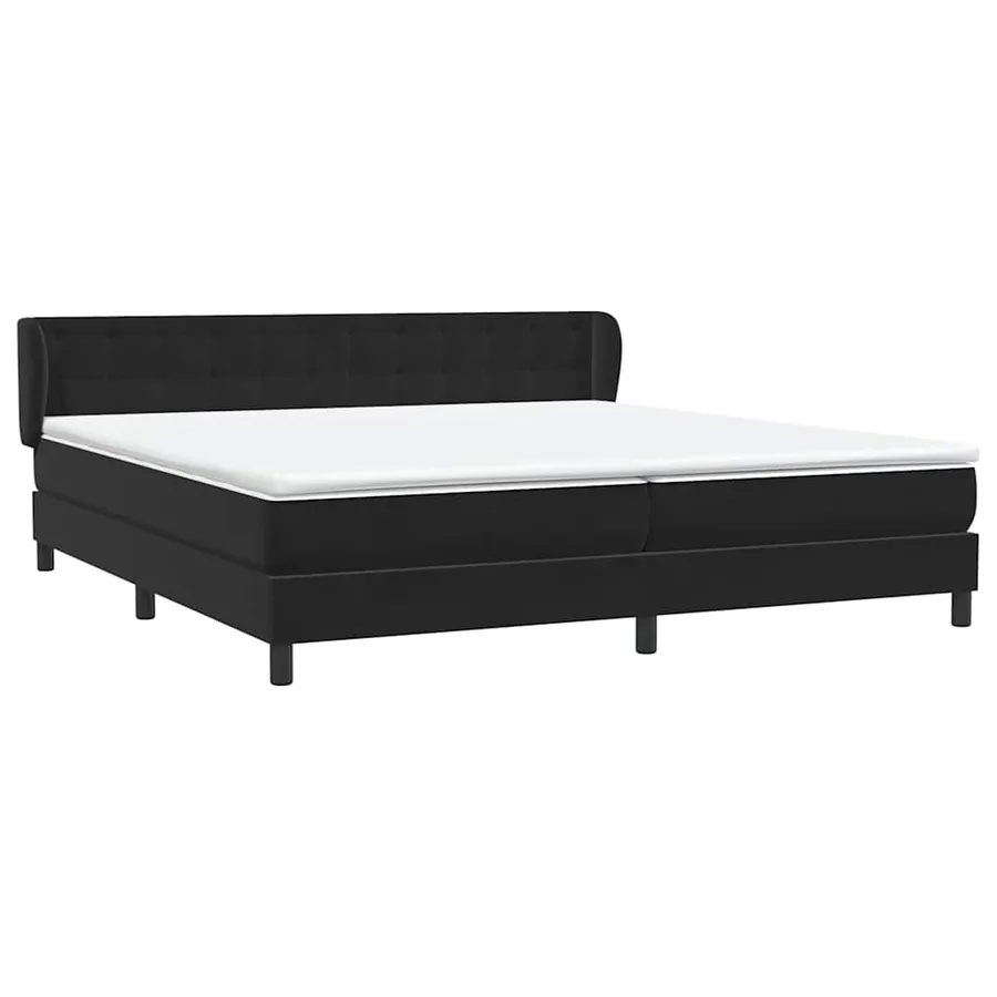 Sommier à lattes de lit avec matelas noir 180x210 cm velours - 4
