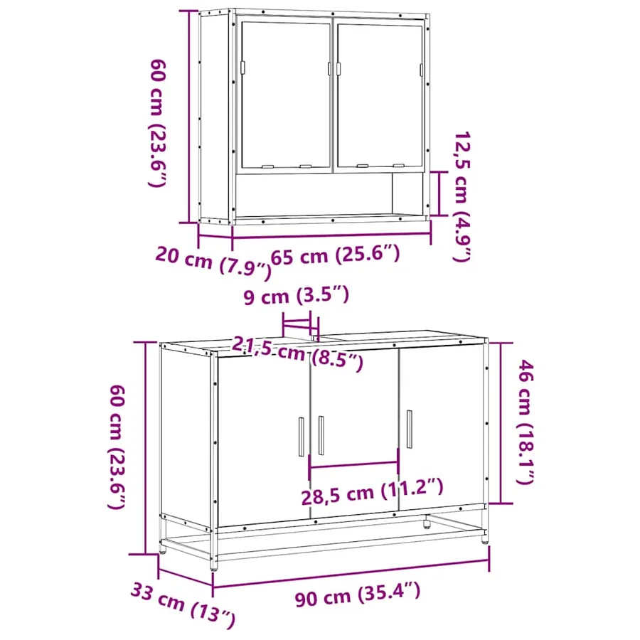 Ensemble de meubles de salle de bain 2 pcs Chêne marron - 11