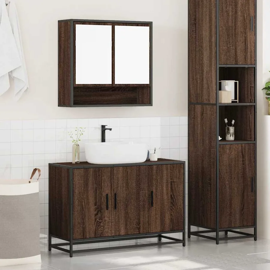 Ensemble de meubles de salle de bain 2 pcs Chêne marron - 3